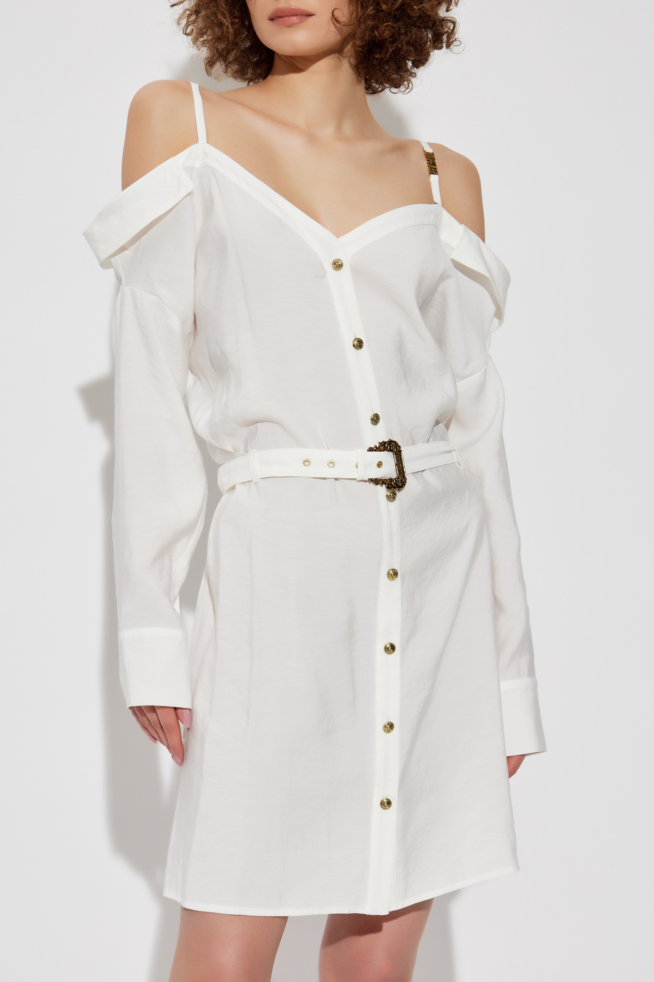 ワンピース VERSACE JEANS COUTURE Woman Dress White 78HAO951EW015 003 Versace Jeans Couture Watercolour Couture Denim Mini Dress